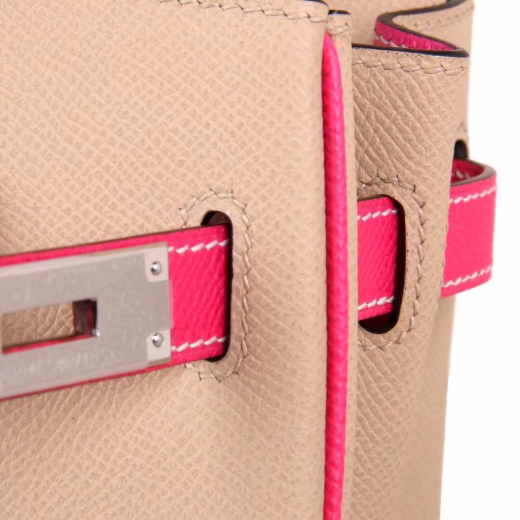 Hermes Bi-Colour CK81 Gris Tourterelle / E5 Rose Tyrien Birkin 30 cm Epsom Palladium  Hardware