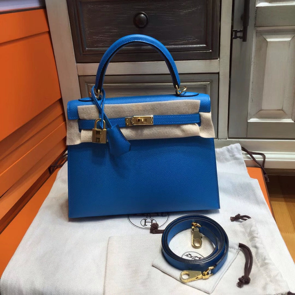 Hermes B3 Blue Zanzibar (ザンジバールブルー)  Kelly 25 cm Epsom Gold Hardware