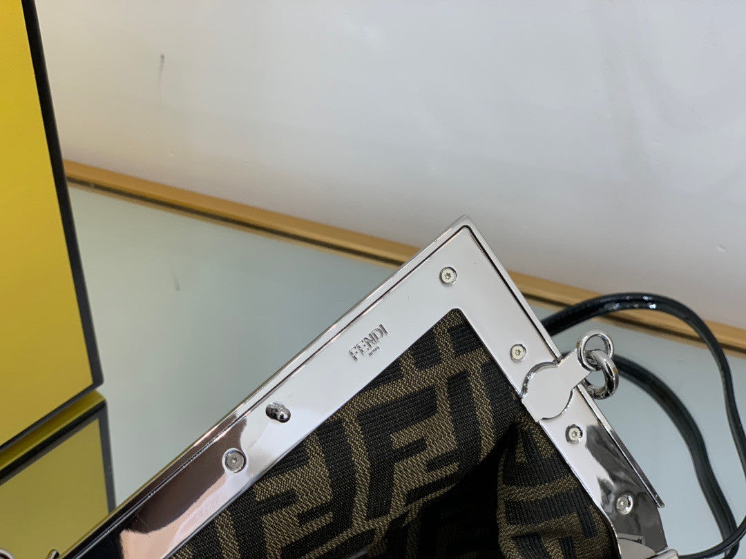 Fendi First Midi Black patent leather bag