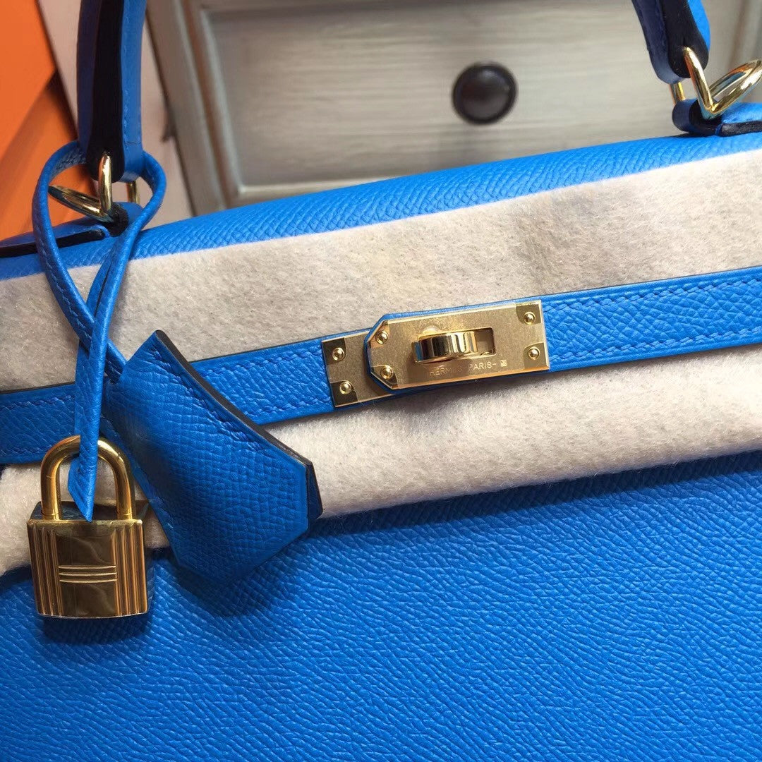Hermes B3 Blue Zanzibar (ザンジバールブルー)  Kelly 25 cm Epsom Gold Hardware