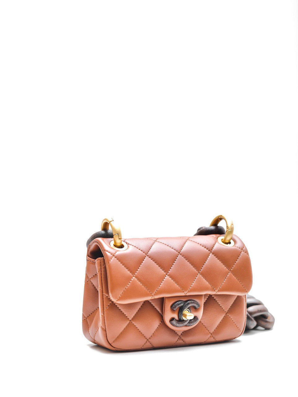 CHANEL MINI FLAP BAG Lambskin & Wenge Wood
