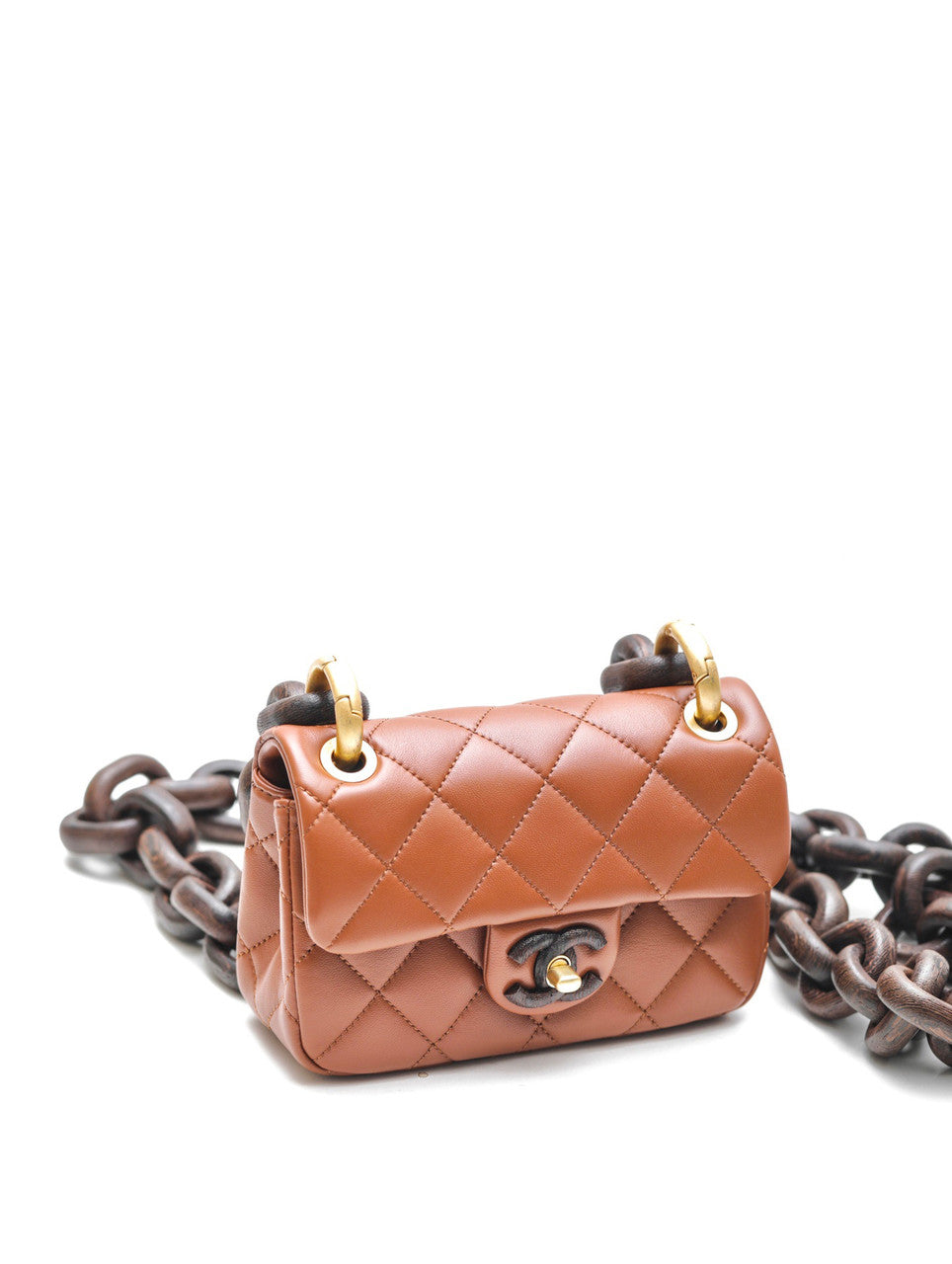 CHANEL MINI FLAP BAG Lambskin & Wenge Wood