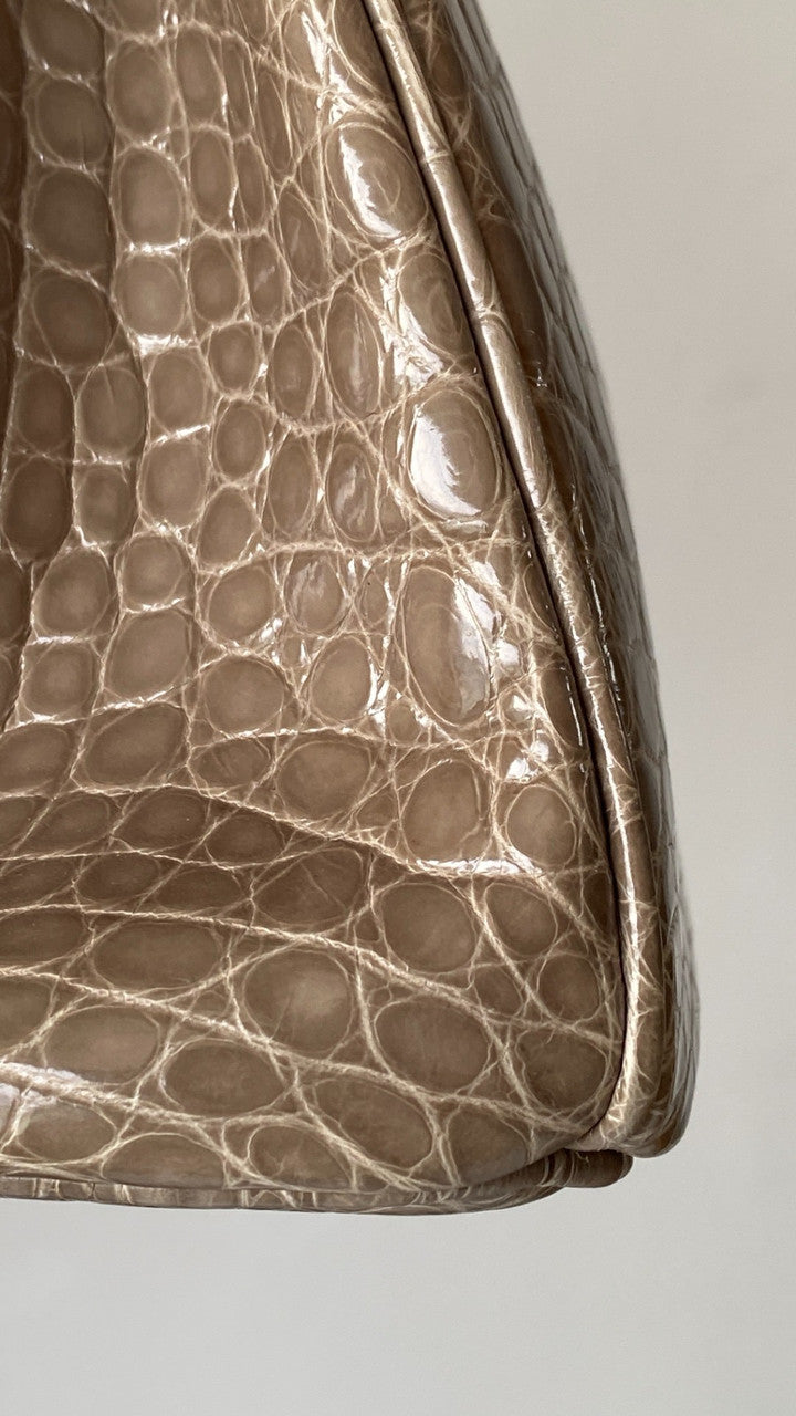 HERMES BIRKIN 30 BAG GRIS TOURTERELLE ALLIGATOR GOLD HARDWARE Hermes