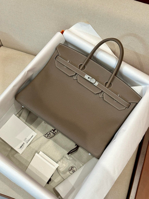 Hermes Etoupe Birkin 40 Togo leather Palladium Hardware