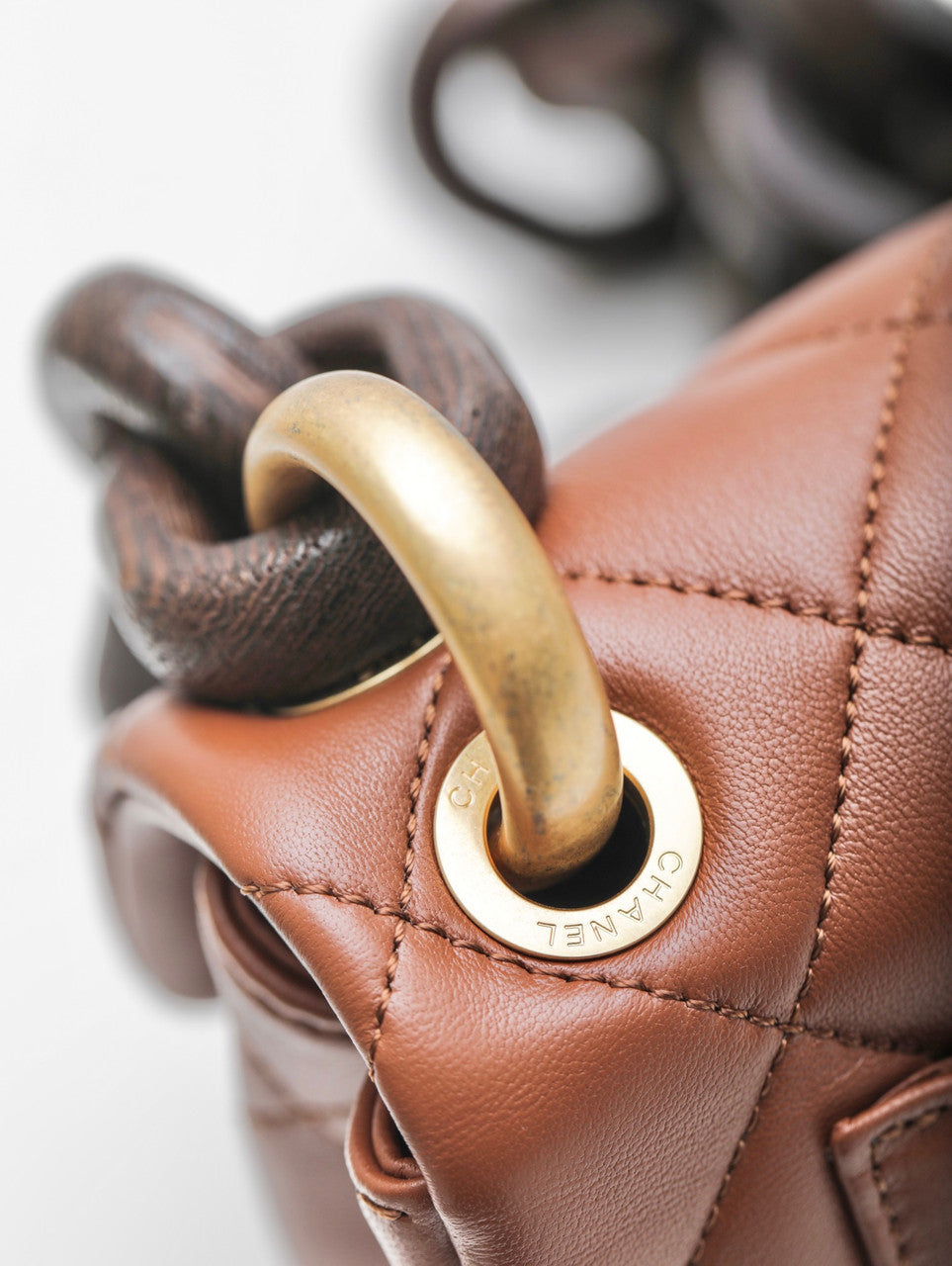 CHANEL MINI FLAP BAG Lambskin & Wenge Wood