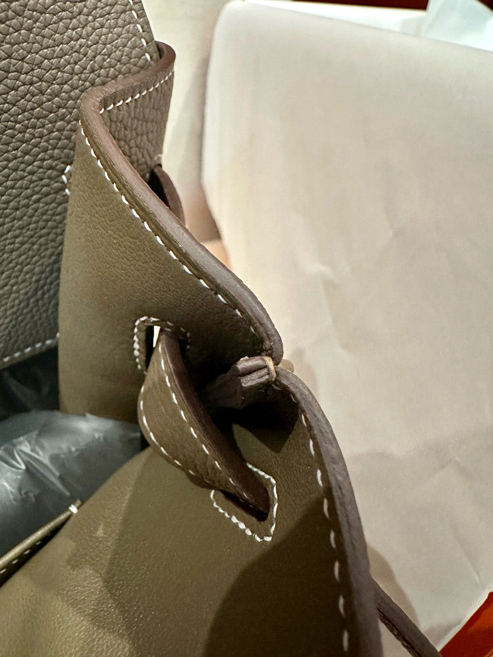 Hermes Etoupe Birkin 40 Togo leather Palladium Hardware