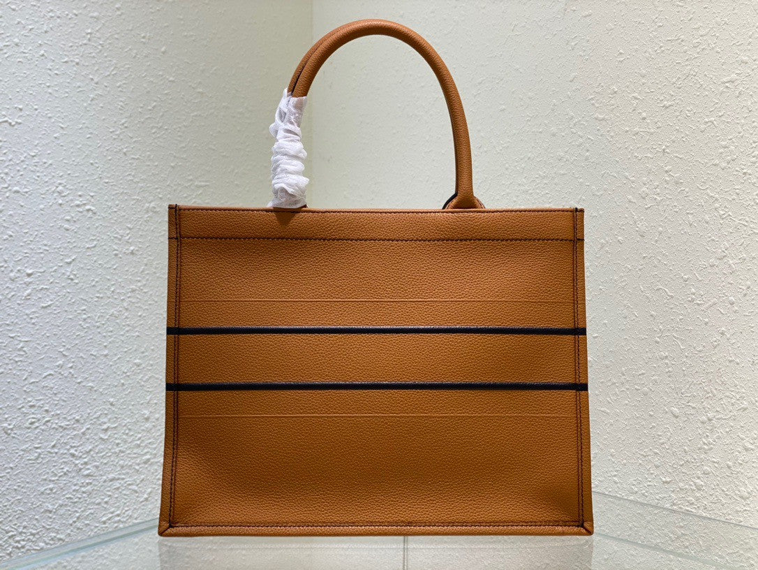 Christian Dior MEDIUM DIOR BOOK TOTE Brown Grained Calfskin