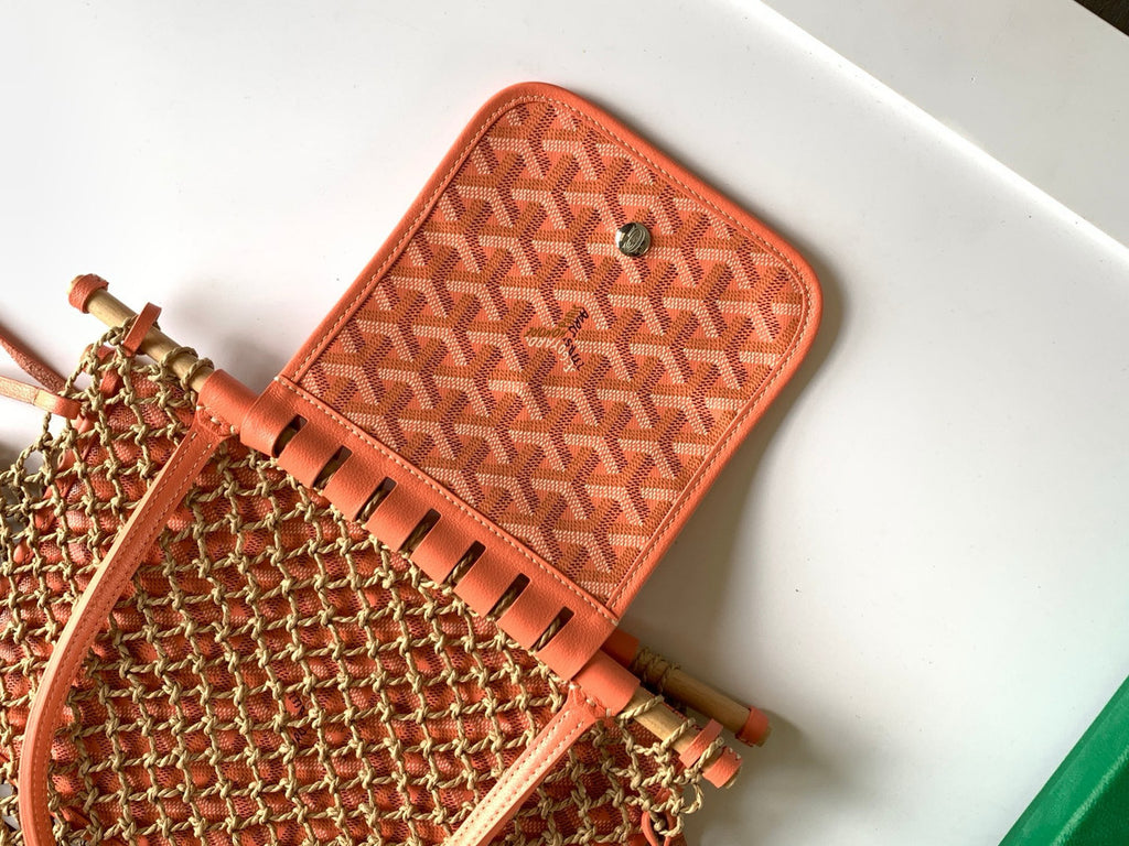 Goyard Aligre Bag Raffia Net with Coated Canvas Orange