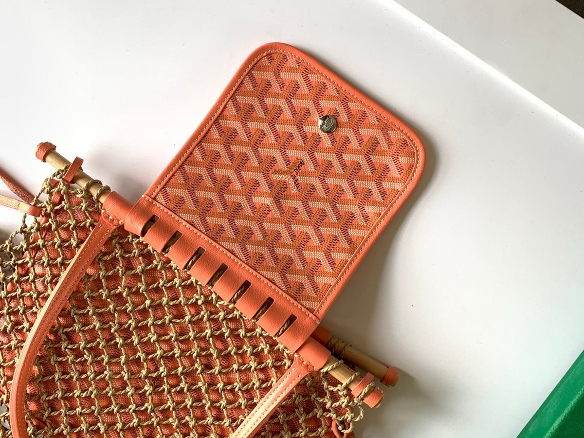 Goyard Aligre Bag Raffia Net with Coated Canvas Orange