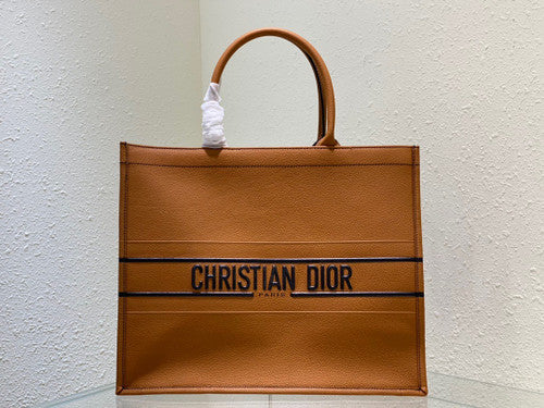Christian Dior LARGE DIOR BOOK TOTE Brown Grained Calfskin