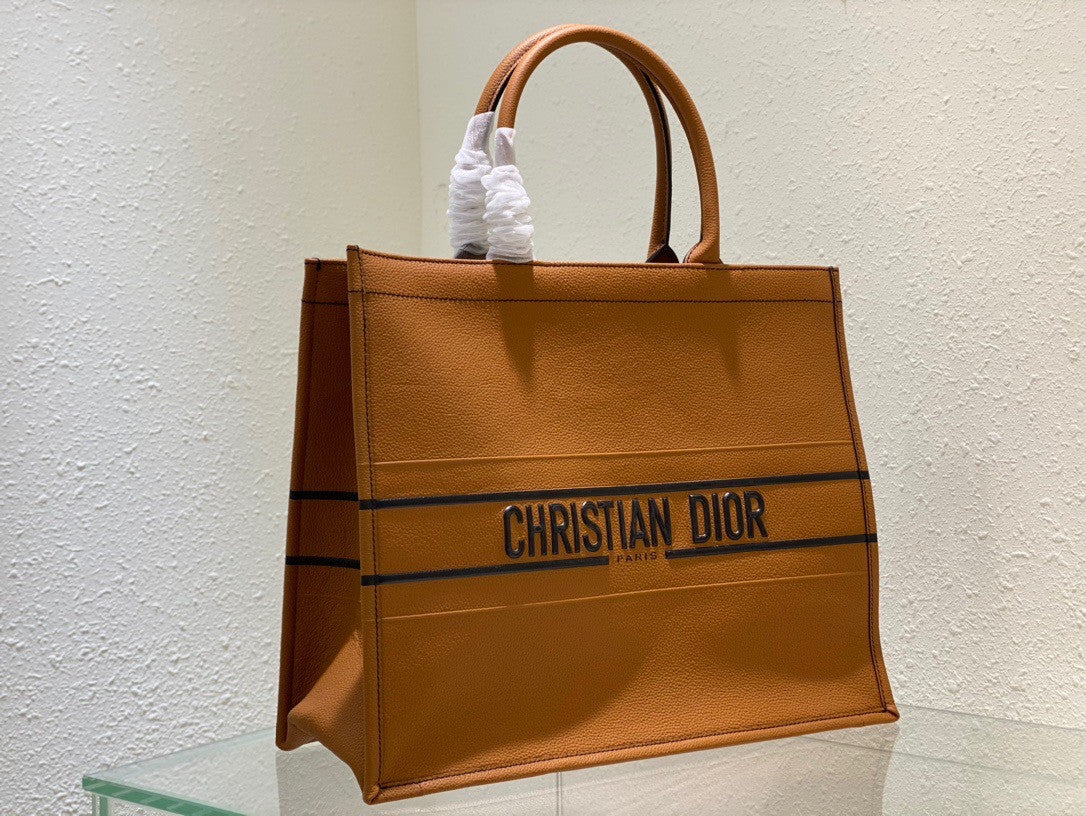 Christian Dior LARGE DIOR BOOK TOTE Brown Grained Calfskin
