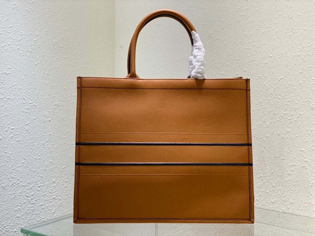 Christian Dior LARGE DIOR BOOK TOTE Brown Grained Calfskin