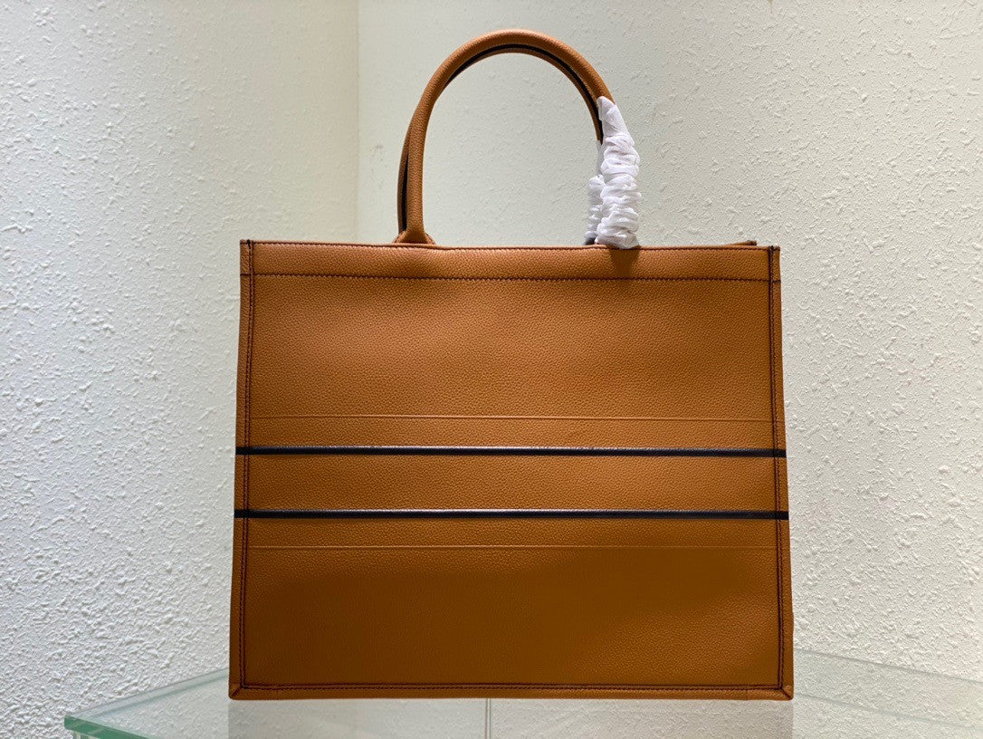 Christian Dior LARGE DIOR BOOK TOTE Brown Grained Calfskin
