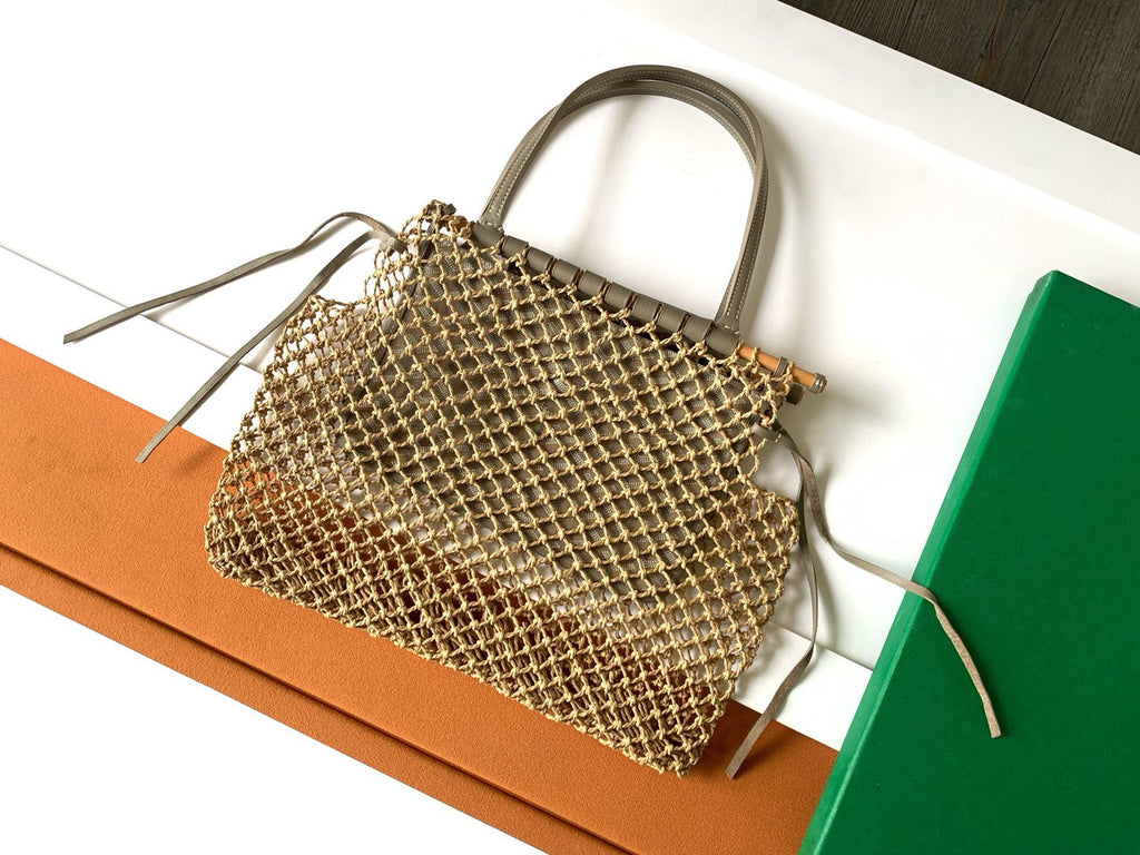 Goyard Aligre Bag Raffia Net with Coated Canvas Grey