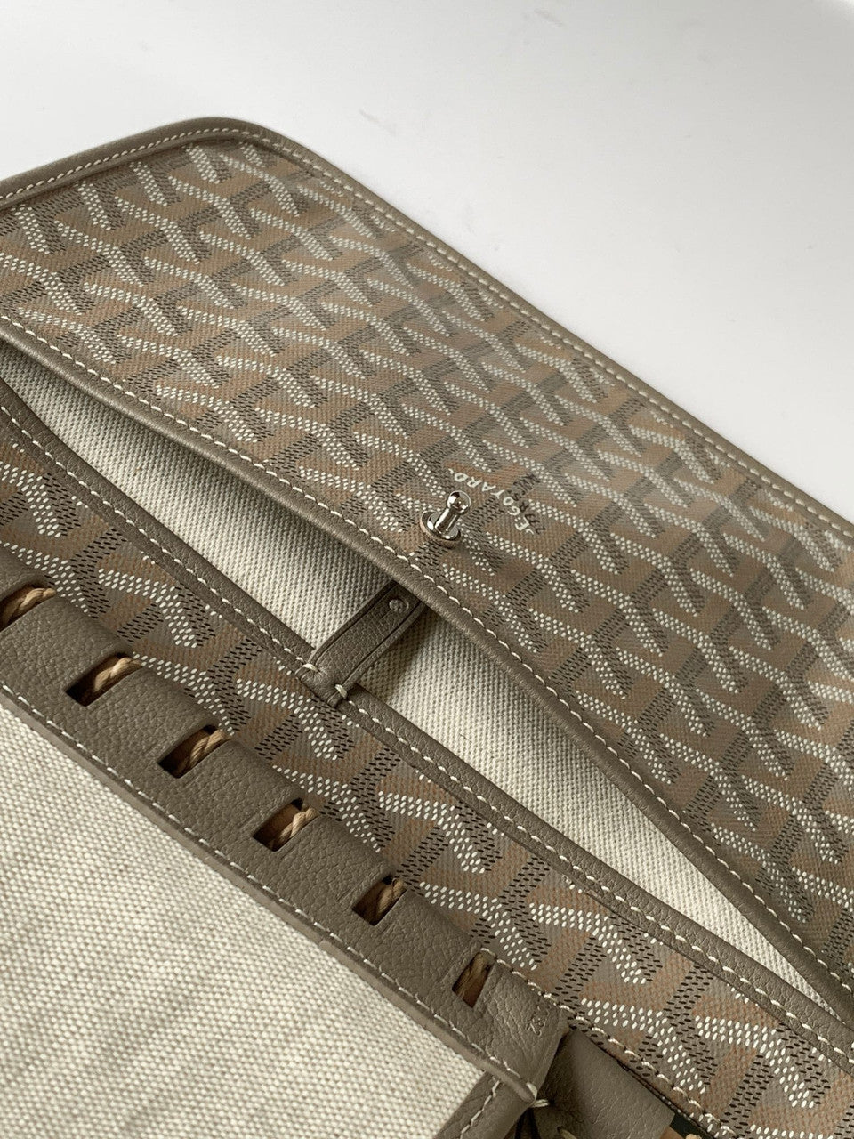 Goyard Aligre Bag Raffia Net with Coated Canvas Grey