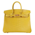 Hermes Soleil Yellow Birkin Bag 25cm Niloticus Crocodile Leather Gold Hardware
