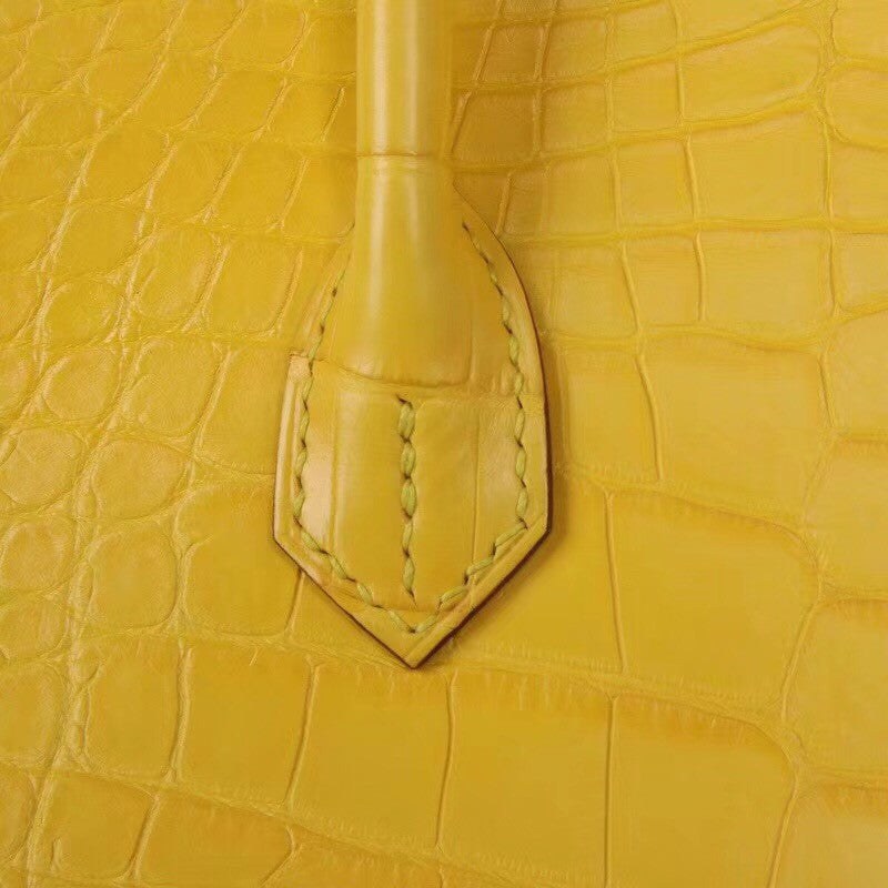 Hermes Soleil Yellow Birkin Bag 25cm Niloticus Crocodile Leather Gold Hardware