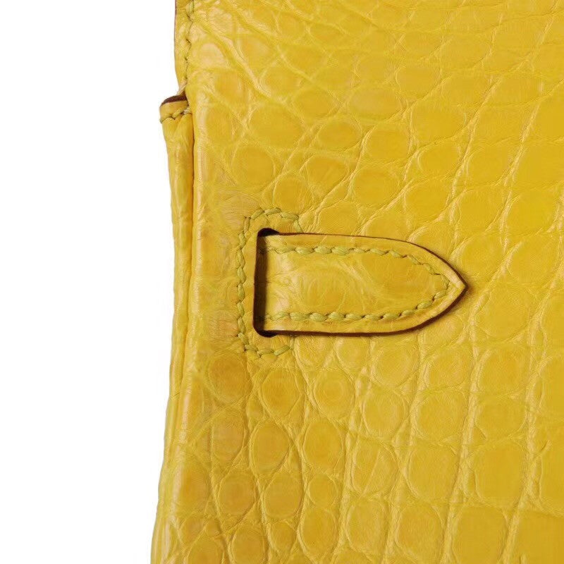 Hermes Soleil Yellow Birkin Bag 25cm Niloticus Crocodile Leather Gold Hardware