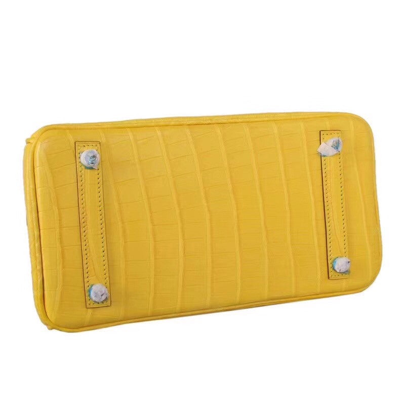 Hermes Soleil Yellow Birkin Bag 25cm Niloticus Crocodile Leather Gold Hardware