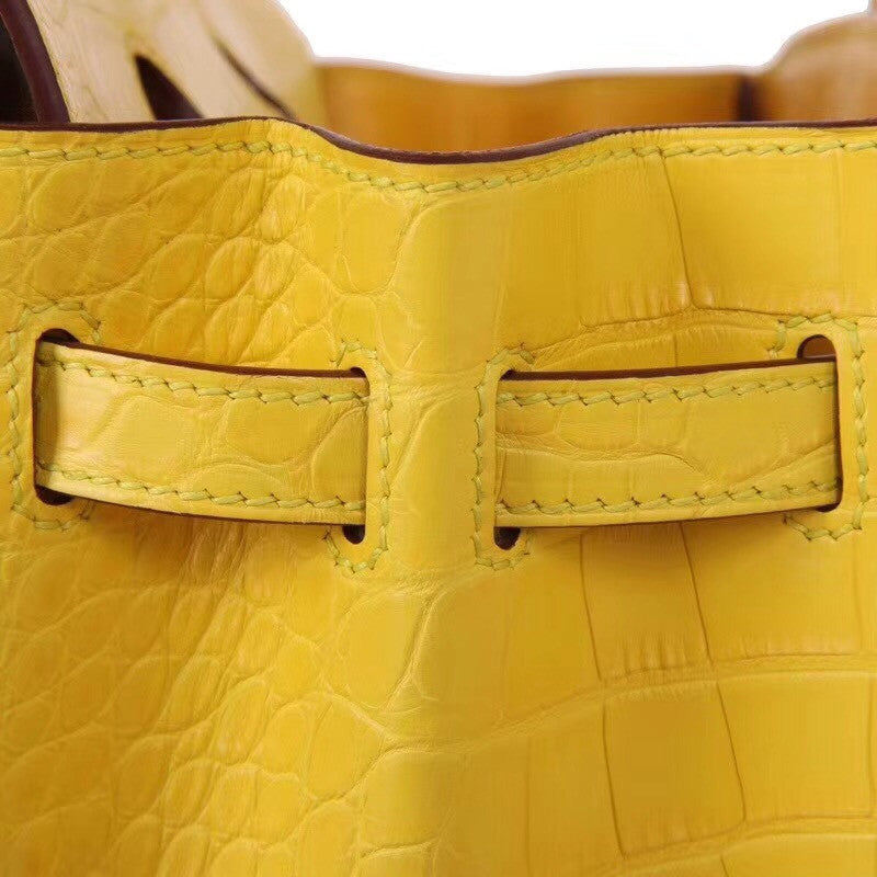 Hermes Soleil Yellow Birkin Bag 25cm Niloticus Crocodile Leather Gold Hardware