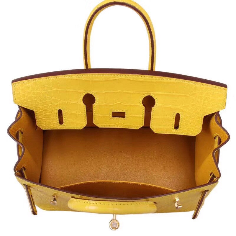 Hermes Soleil Yellow Birkin Bag 25cm Niloticus Crocodile Leather Gold Hardware