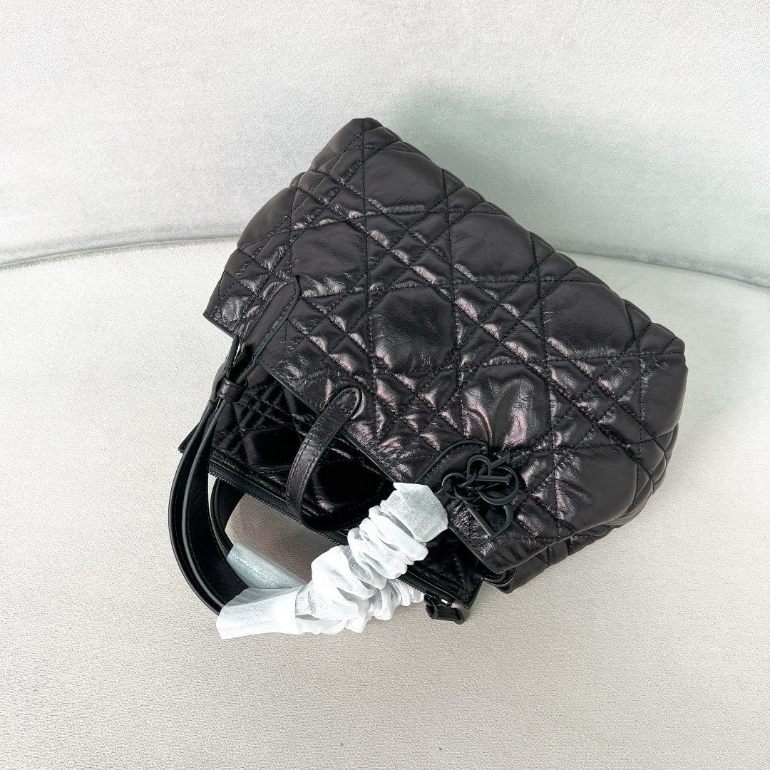 Christian Dior Small Dior Toujours Bag  Black Macrocannage Calfskin