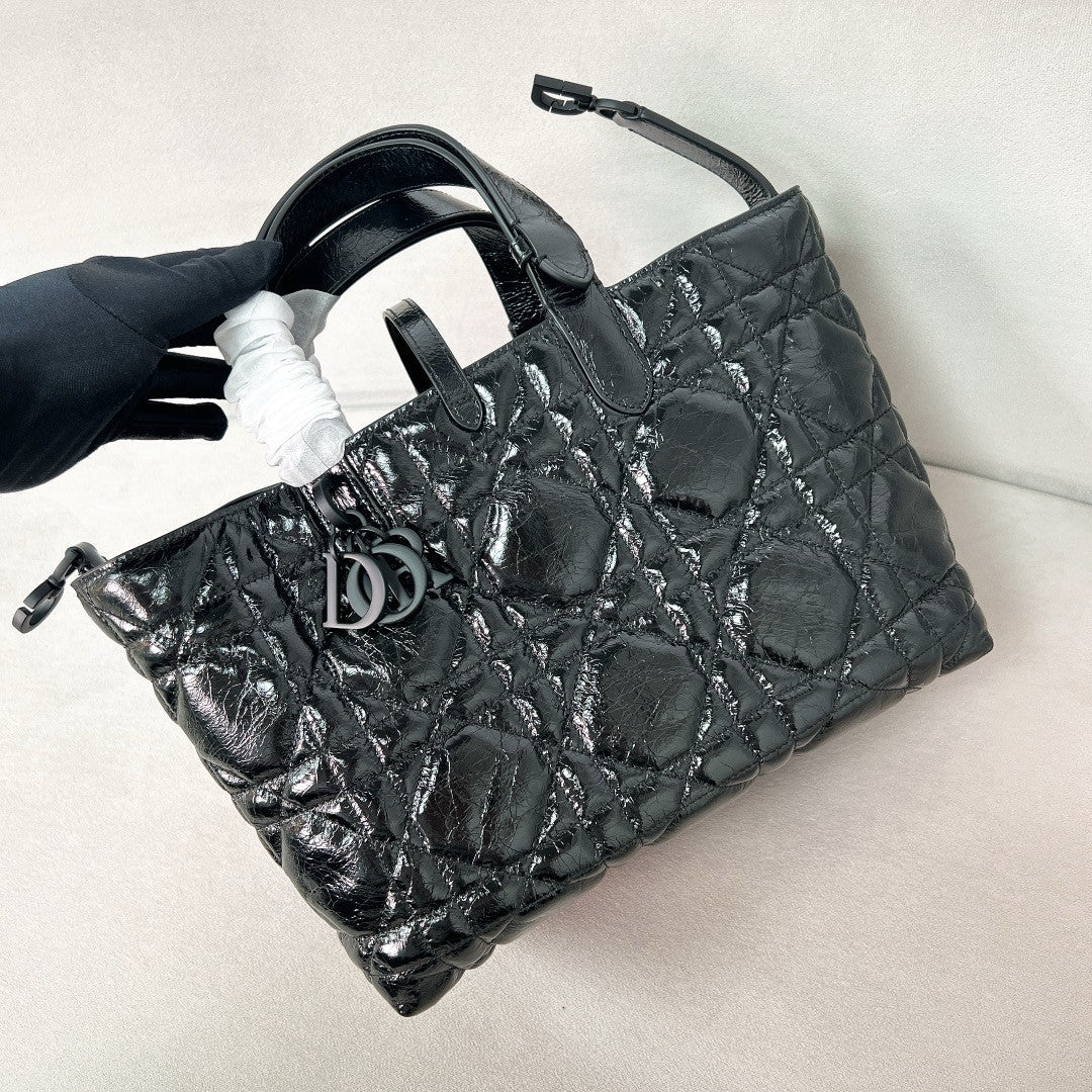Christian Dior Medium Dior Toujours Bag  Black Macrocannage Calfskin