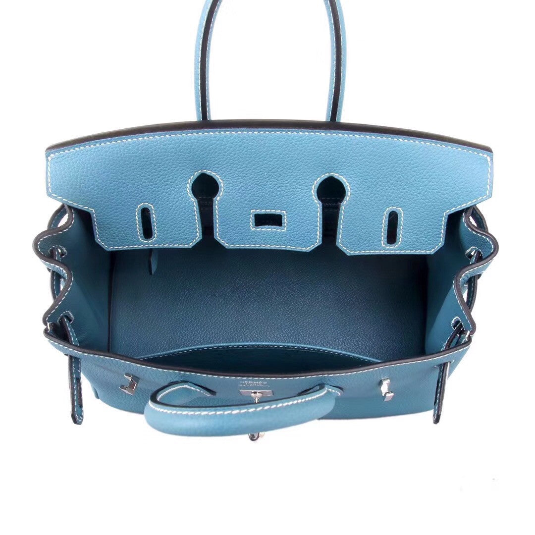Hermes 75 Blue Jeans Birkin 25 Togo leather
