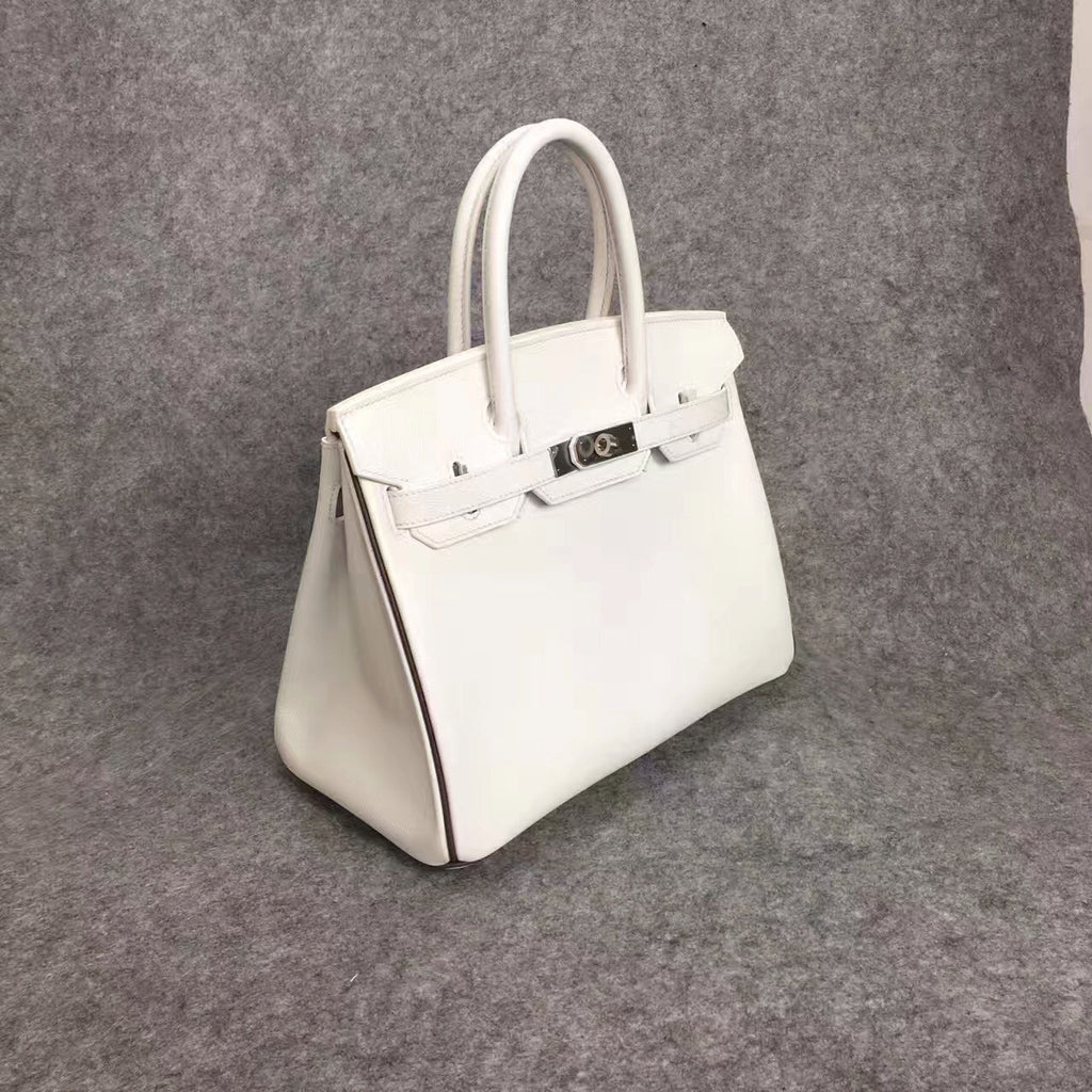 Hermes White Birkin Bag 30cm Epsom Palladium Hardware