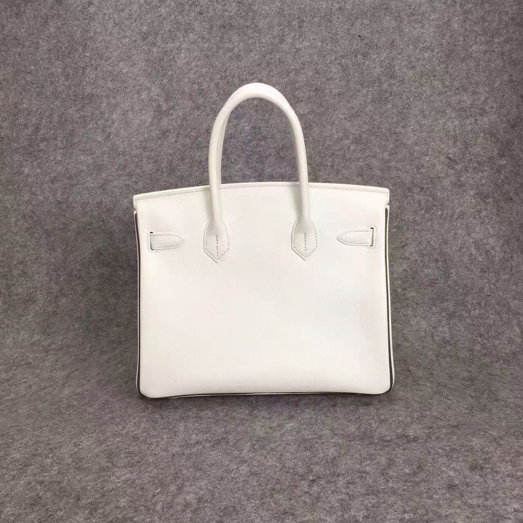 Hermes White Birkin Bag 30cm Epsom Palladium Hardware