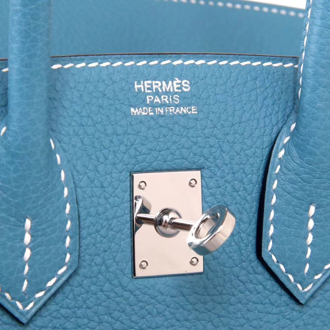 Hermes 75 Blue Jeans Birkin 25 Togo leather