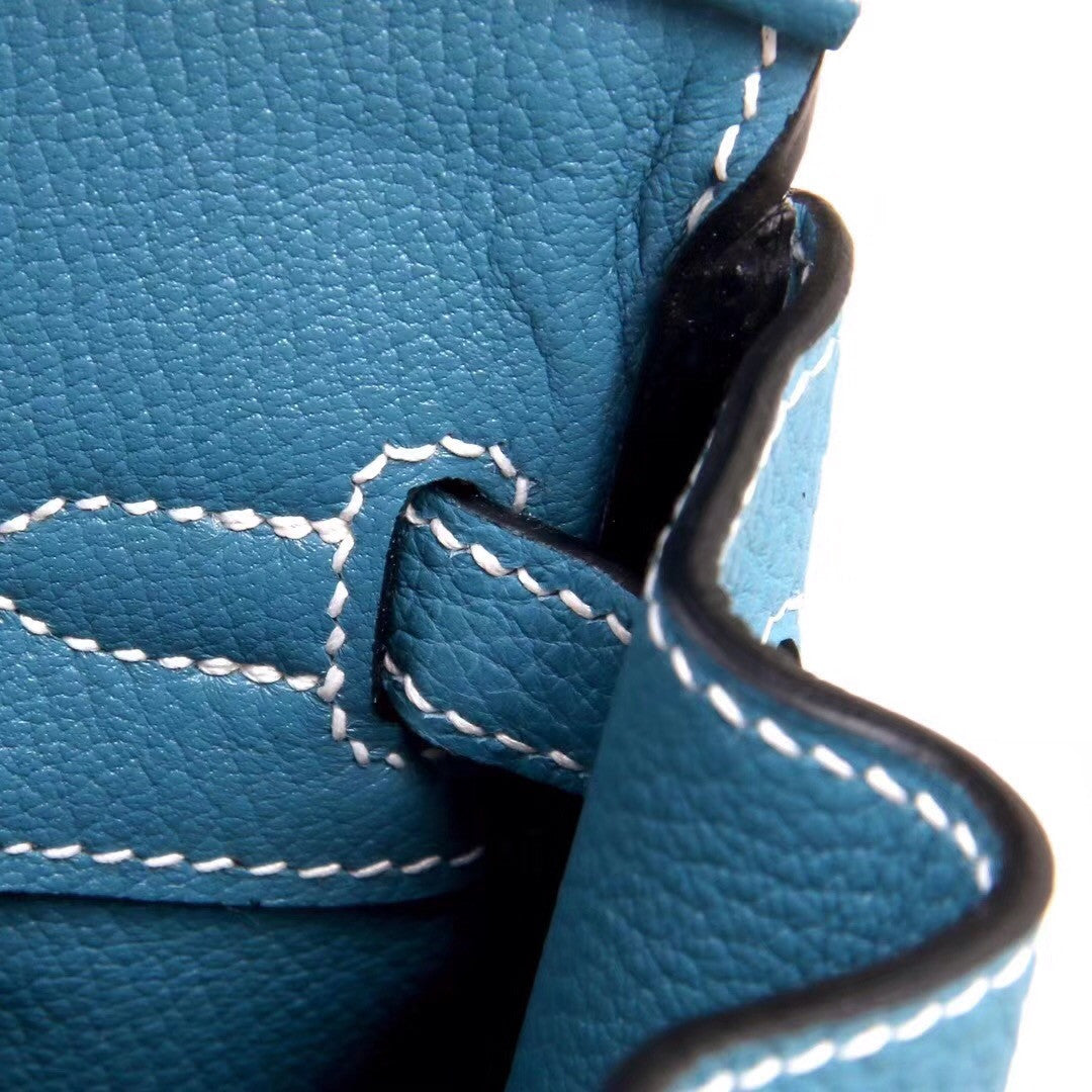 Hermes 75 Blue Jeans Birkin 25 Togo leather
