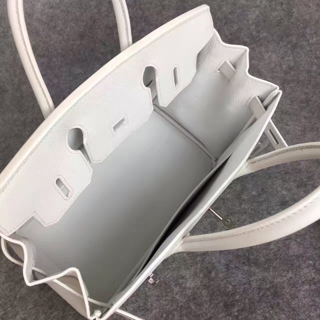 Hermes White Birkin Bag 30cm Epsom Palladium Hardware