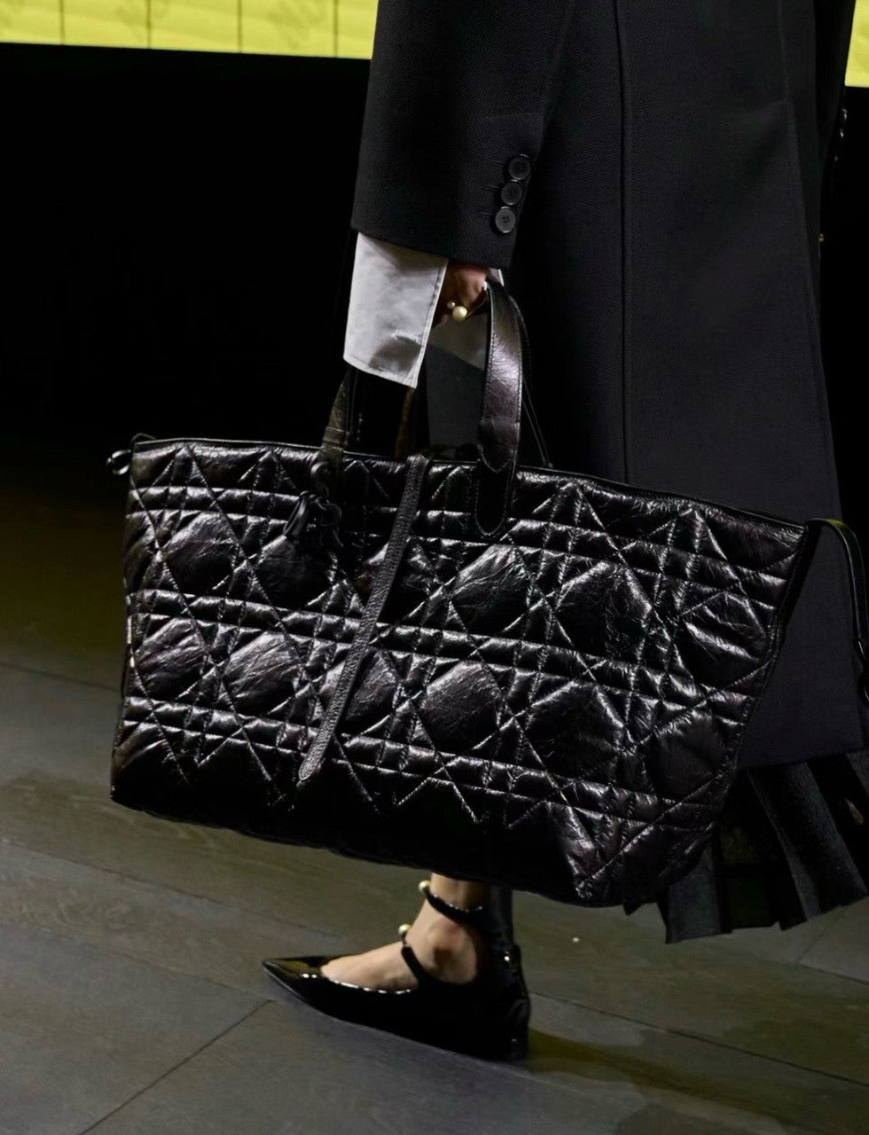 Christian Dior Large Dior Toujours Bag  Black Macrocannage Calfskin