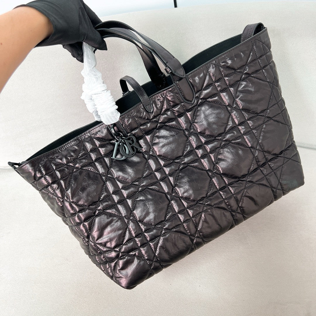 Christian Dior Large Dior Toujours Bag  Black Macrocannage Calfskin