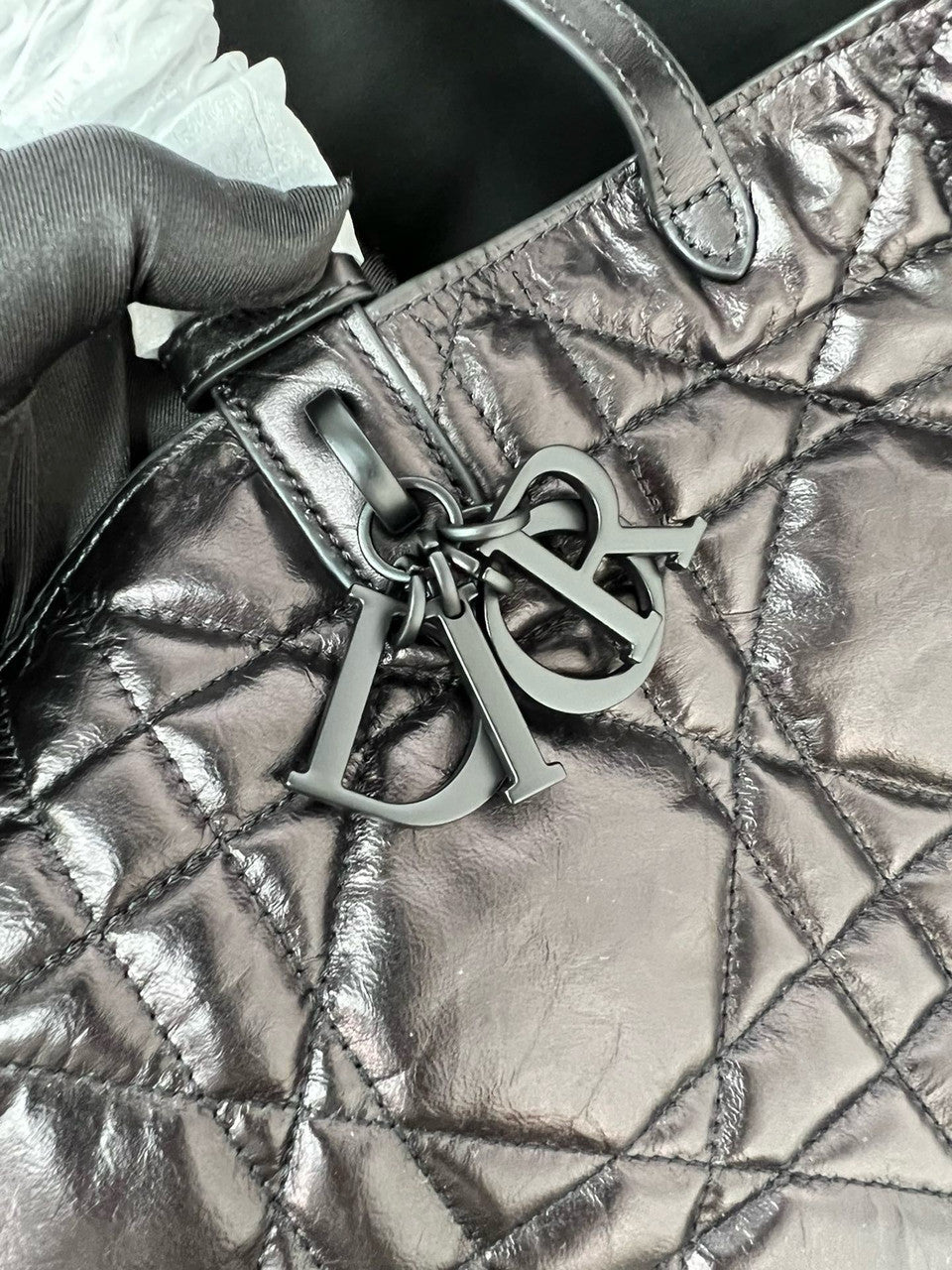 Christian Dior Large Dior Toujours Bag  Black Macrocannage Calfskin