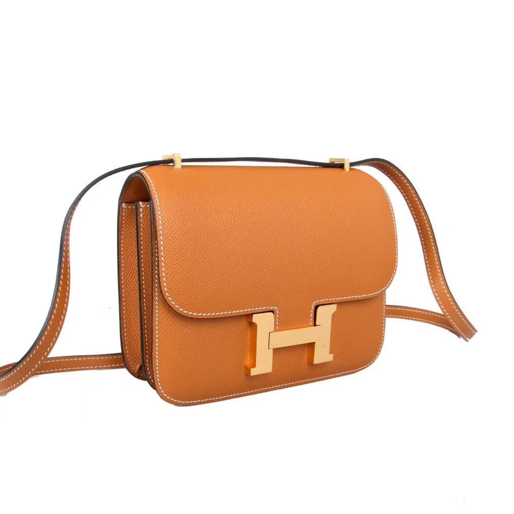 Hermes 1H Toffee Constance Epsom leather 18cm Gold Hardware