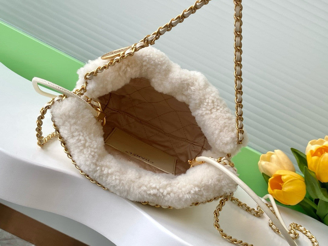 Chanel FALL-WINTER 2024/25   CHANEL 22 MINI HANDBAG   Shearling Lambskin Chanel