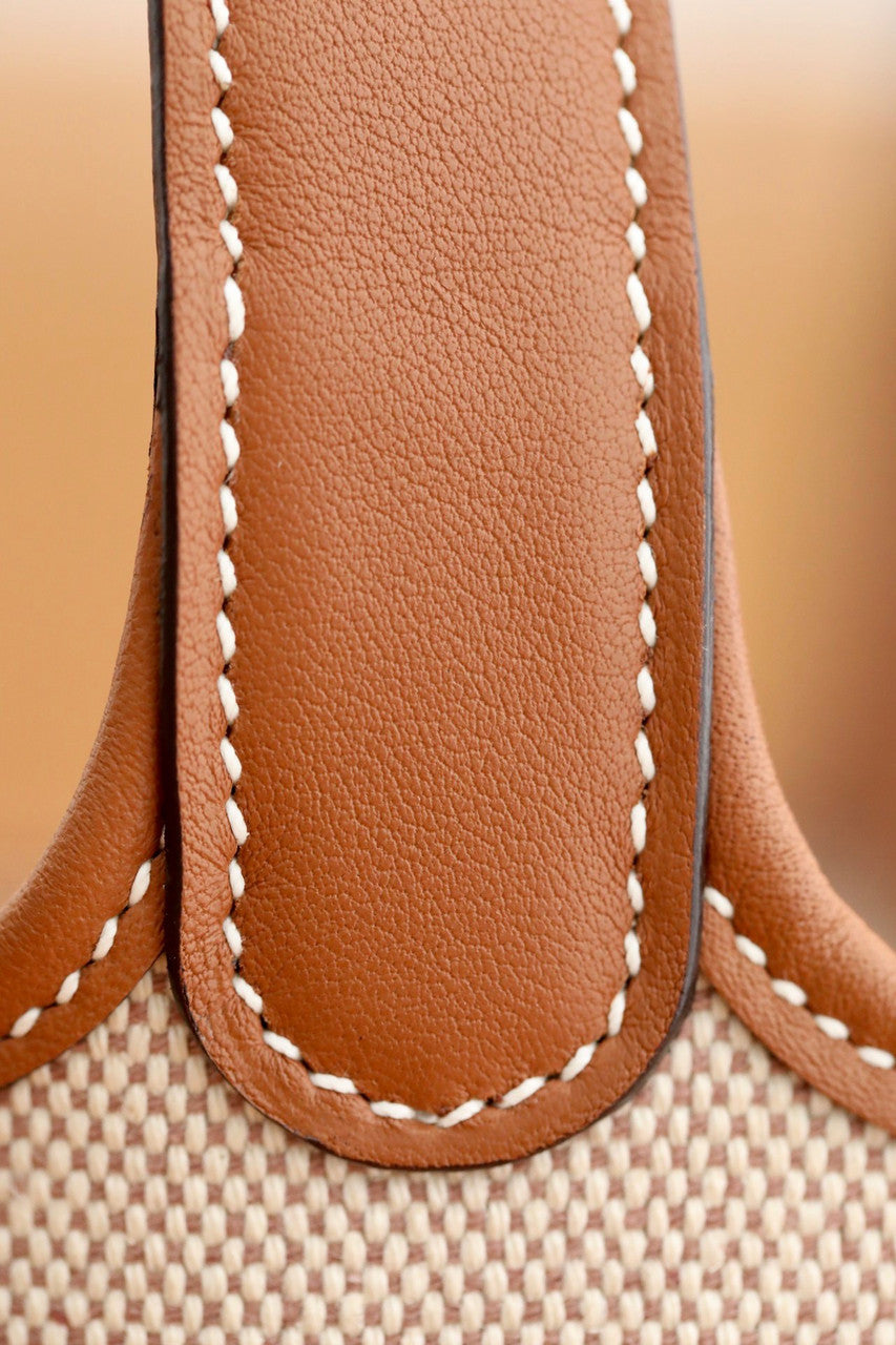HERMES Toile Swift Picotin 18 PM Gold