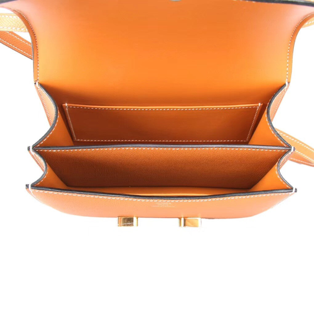 Hermes 1H Toffee Constance Epsom leather 18cm Gold Hardware
