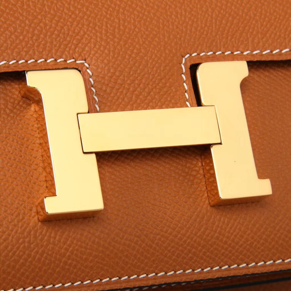 Hermes 1H Toffee Constance Epsom leather 18cm Gold Hardware