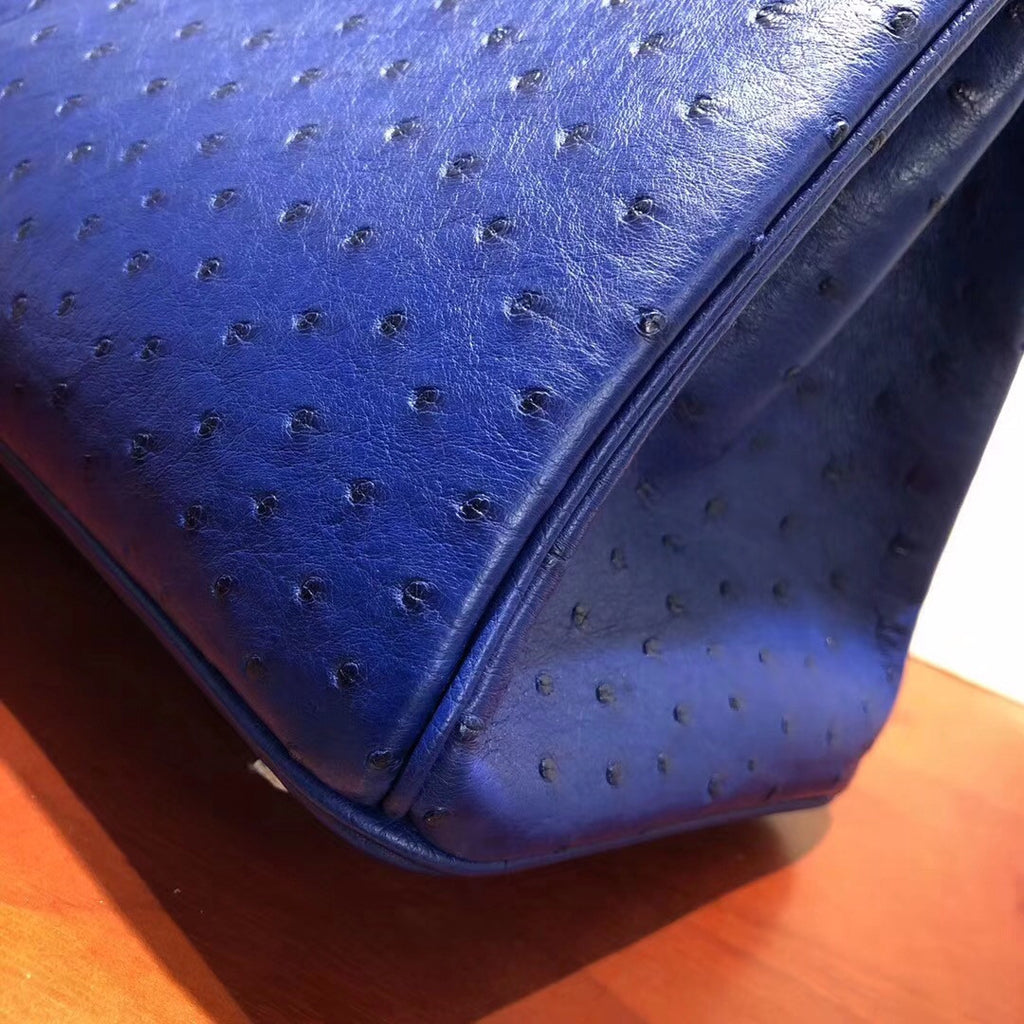 Hermes  T7 Blue Hydra Birkin Bag 30cm KK Ostrich Leather Gold Hardware