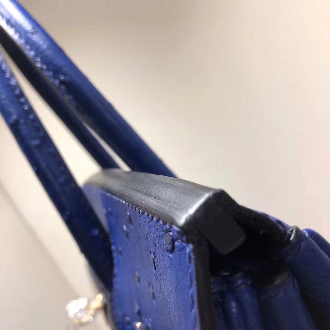 Hermes  T7 Blue Hydra Birkin Bag 30cm KK Ostrich Leather Gold Hardware