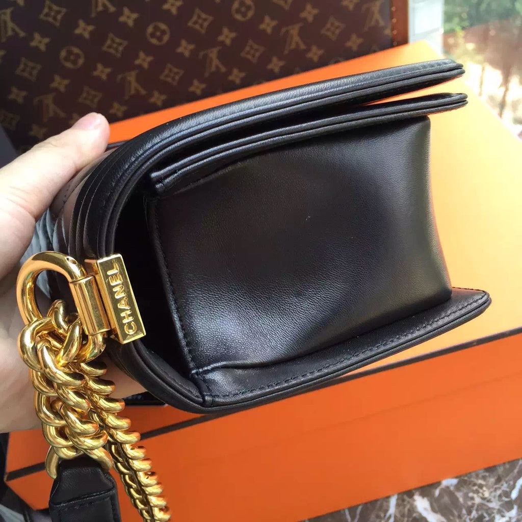 CHANEL Quilted Boy Flap Bag Lambskin with Golden Hardware
