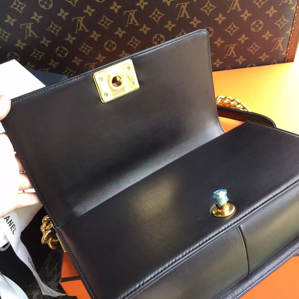 CHANEL Quilted Boy Flap Bag Lambskin with Golden Hardware