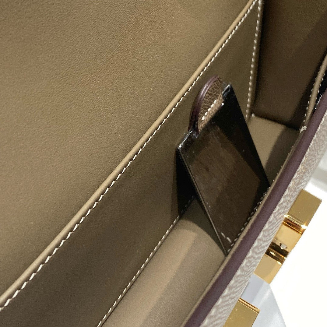 Hermès Constance Elan handbag in Etoupe Epsom with Gold Hardware