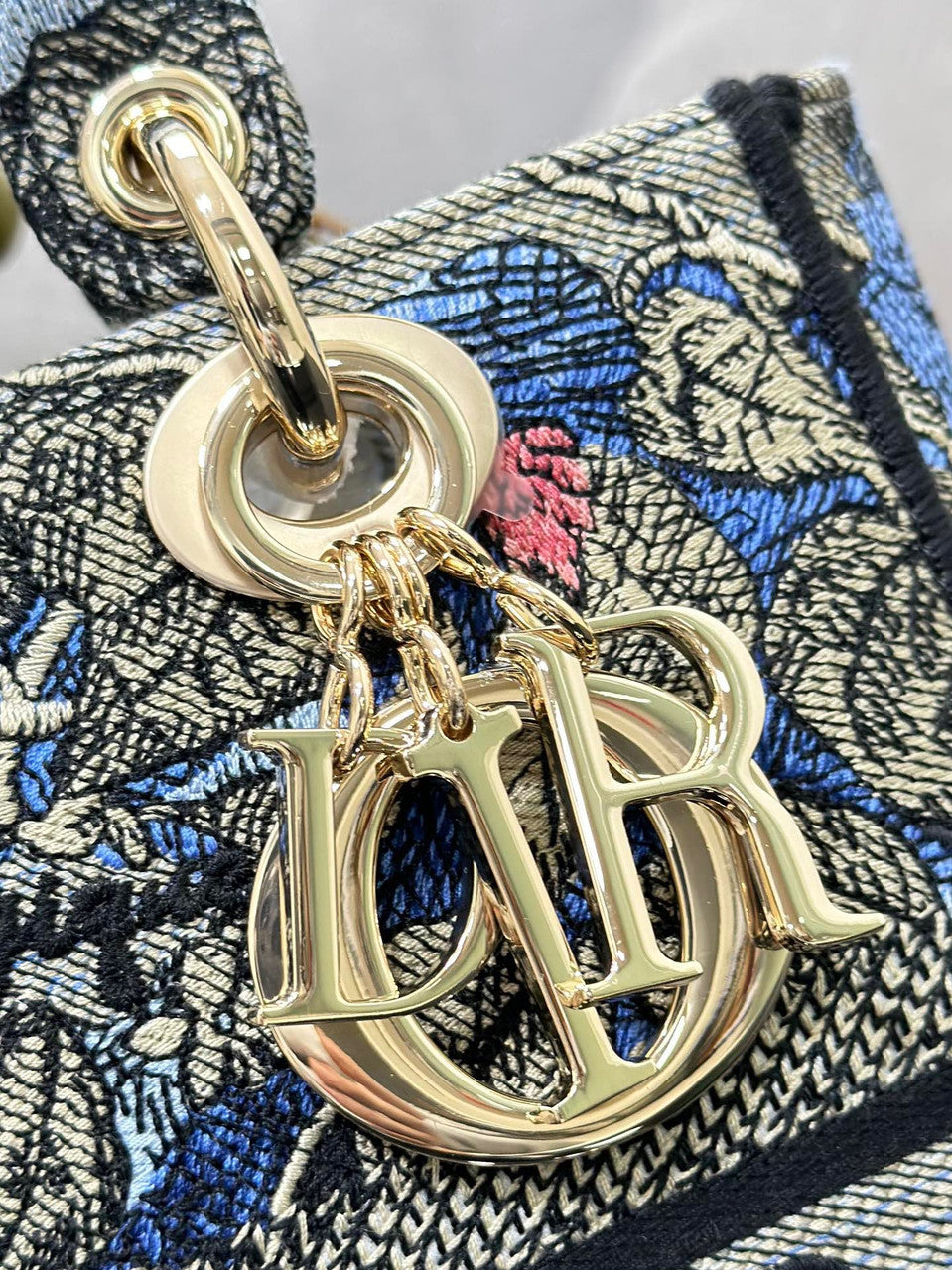 Christian Dior MEDIUM DENIM LADY D-LITE BAG SS2023 Denim Multicolor Dior Jardin Magique Embroidery