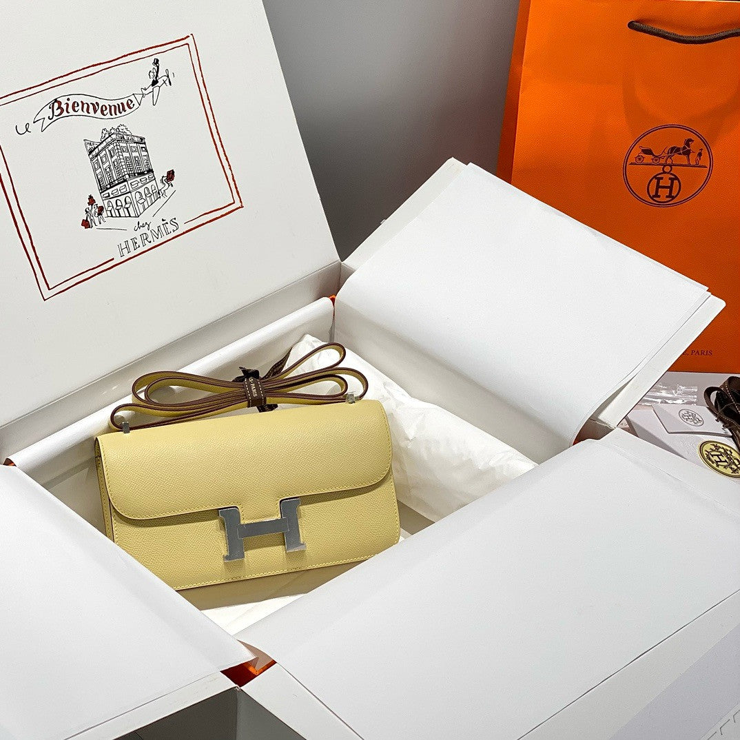 Hermès Constance Elan handbag in Jaune Poussin Epsom with Palladium Hardware