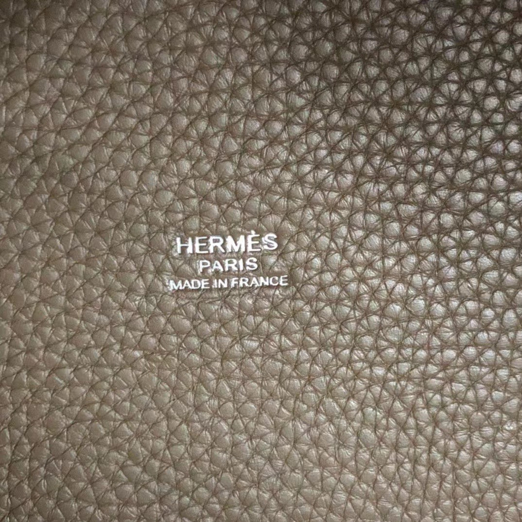 Hermes Etoupe Picotin Lock MM Togo Leather Bag