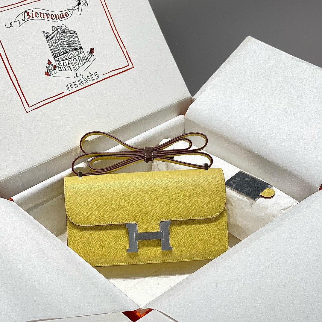 Hermès Constance Elan handbag in Jaune Poussin Epsom with Palladium Hardware
